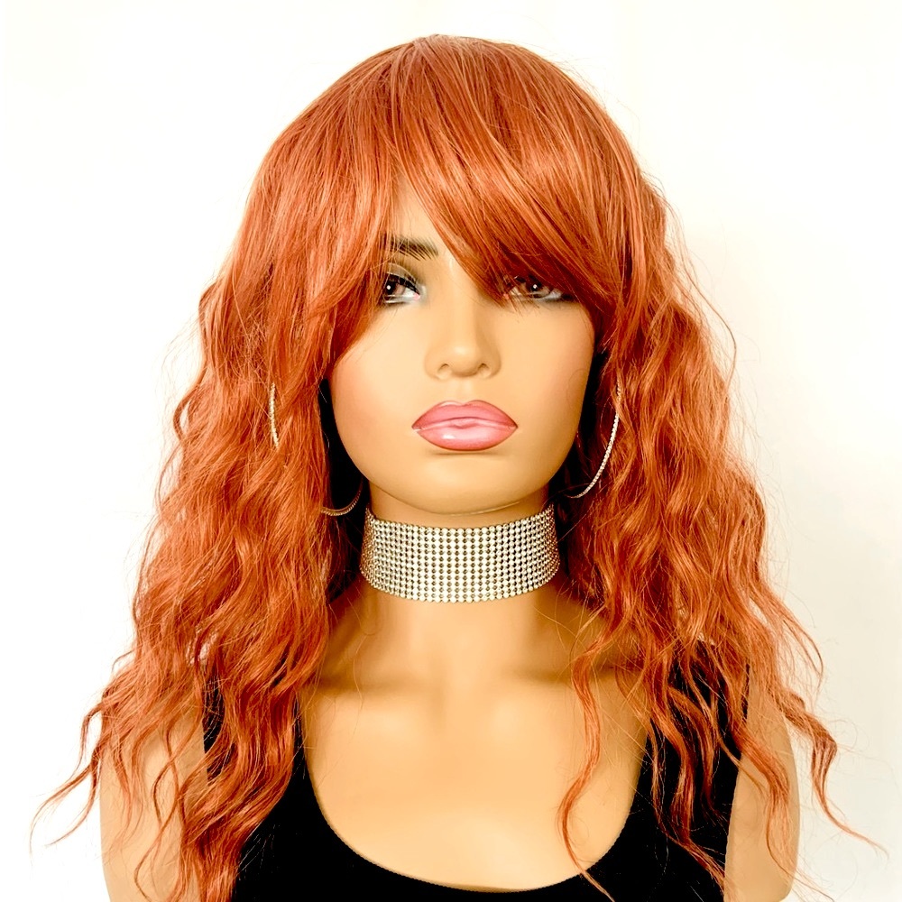 Gorgeous Ginger Color 20” Premium Fiber Wig with Bangs